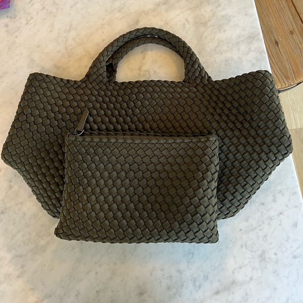 Naghedi St Barths medium tote in olive. Gently used in great condition